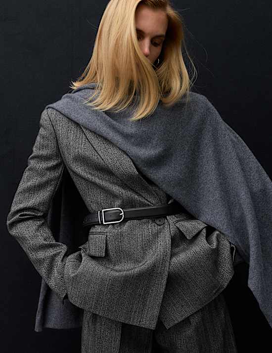 Pure Wool Single Breasted Waisted Blazer