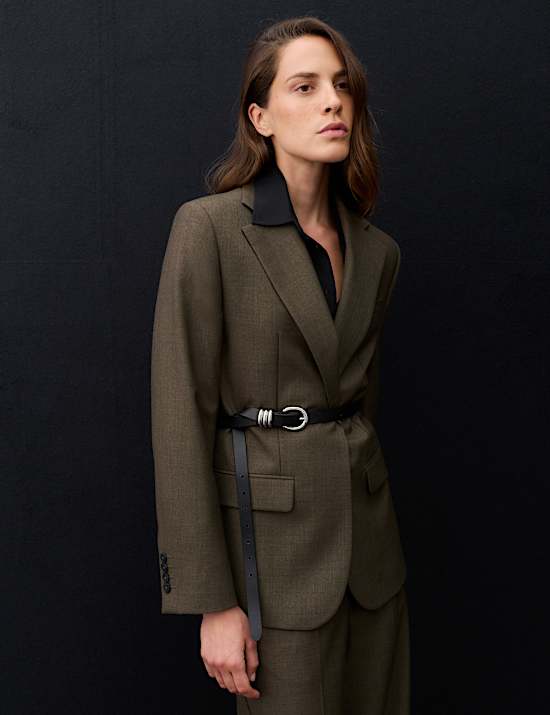 Wool Blend Tailored Blazer