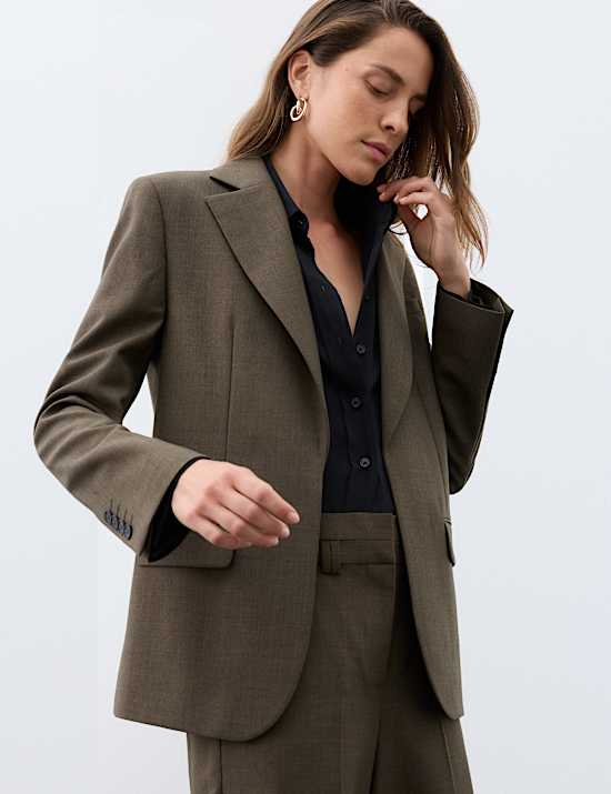 Wool Blend Tailored Blazer