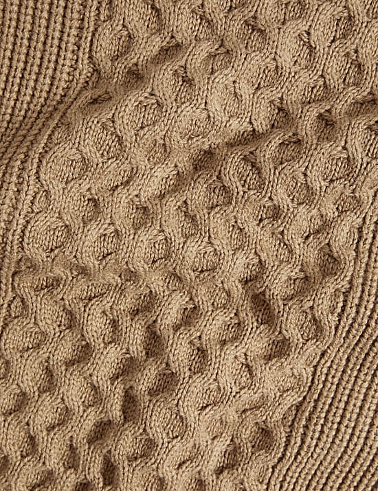 Wool Rich Cable Knit Round Neck Knitted Vest