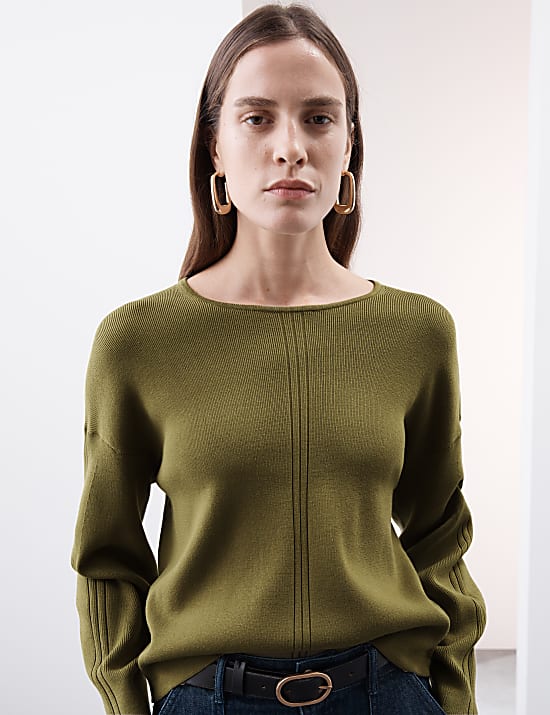 Crew Neck Blouson Sleeve Jumper