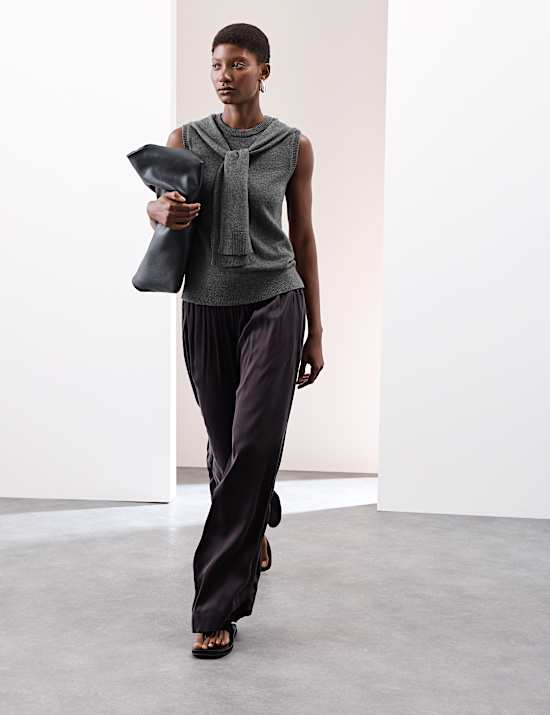 Merino Wool Rich Tie Front Knitted Vest