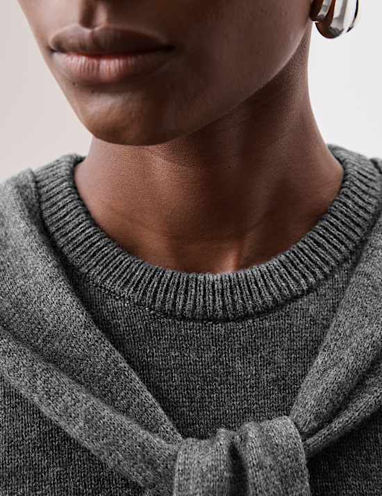 Merino Wool Rich Tie Front Knitted Vest