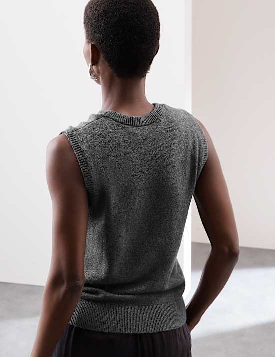 Merino Wool Rich Tie Front Knitted Vest