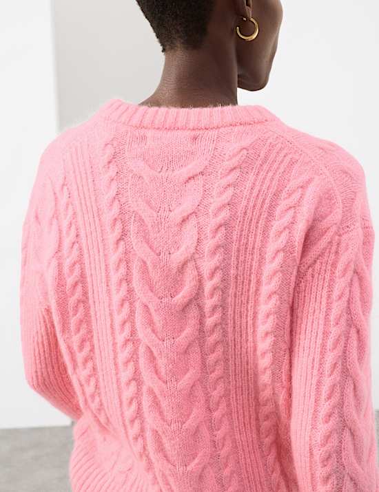 Cable Knit Jumper With Mohair