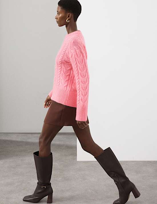 Cable Knit Jumper With Mohair