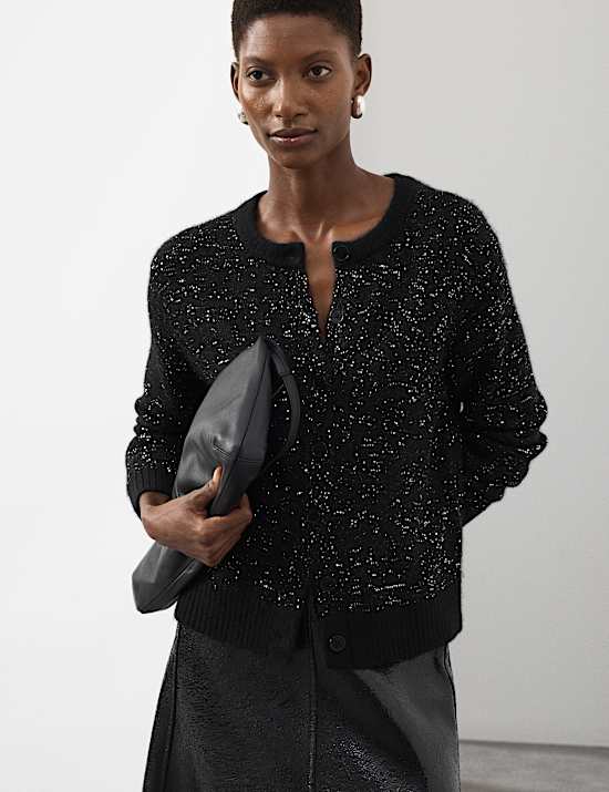 Sequin Cardigan with Alpaca