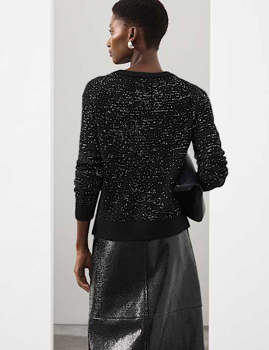 Sequin Cardigan with Alpaca