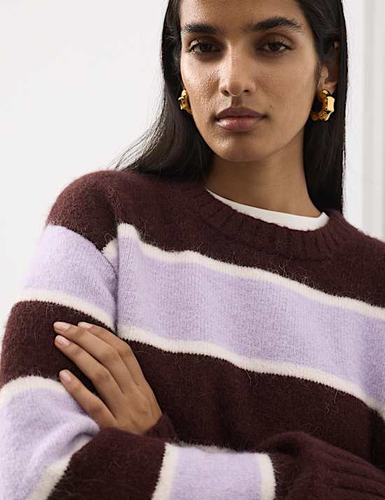 Brushed Striped Jumper with Alpaca