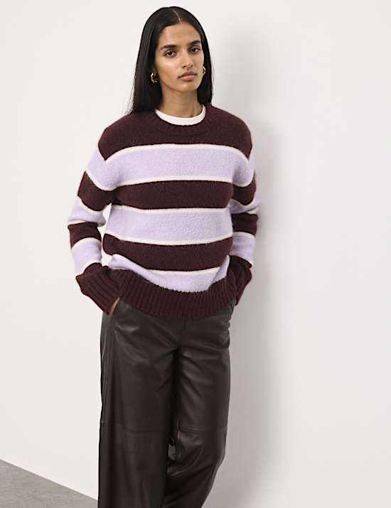 Brushed Striped Jumper with Alpaca