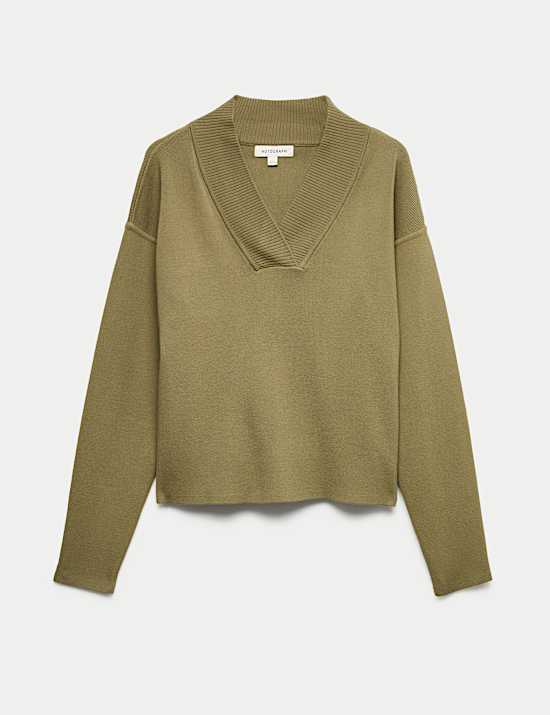 Ribbed V-Neck Jumper