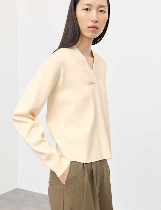 Ribbed V-Neck Jumper