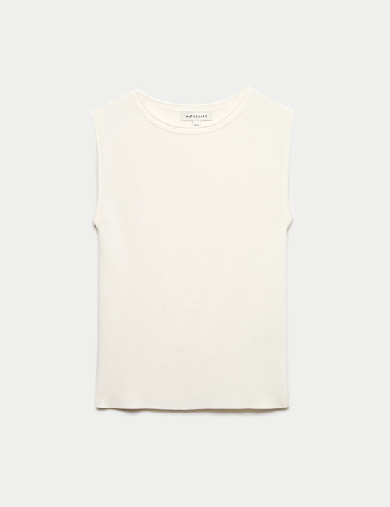 Crew Neck Fitted Knitted Vest