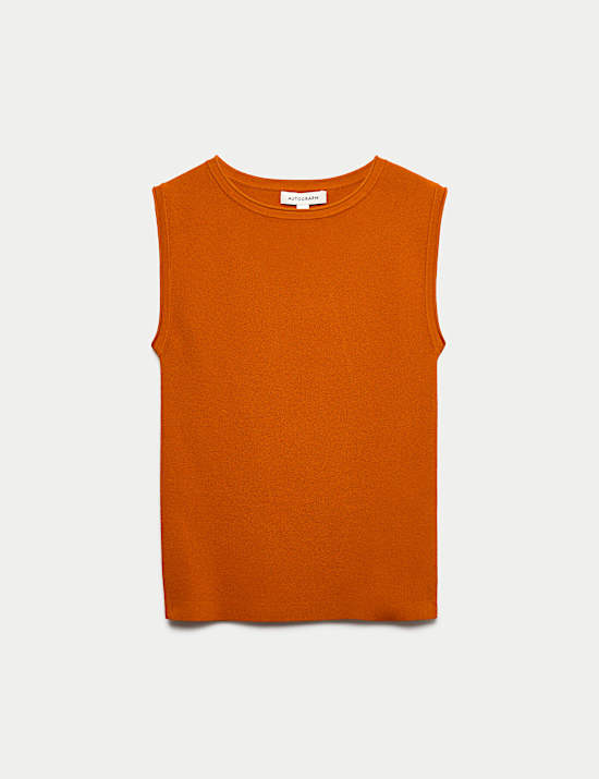 Crew Neck Fitted Knitted Vest