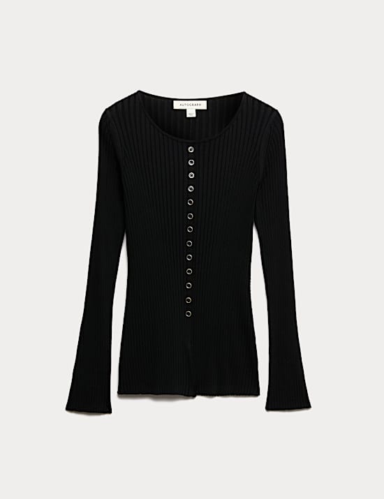 Ribbed Crew Neck Cardigan