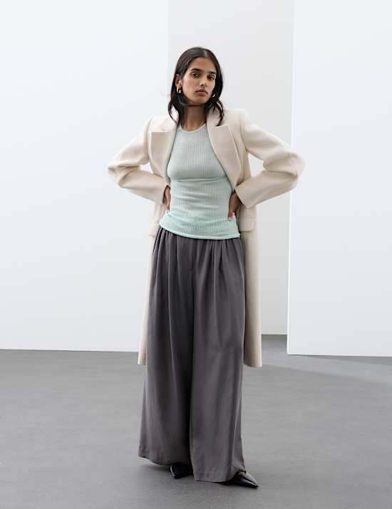 Pure Merino Wool Ribbed Long Sleeve Top