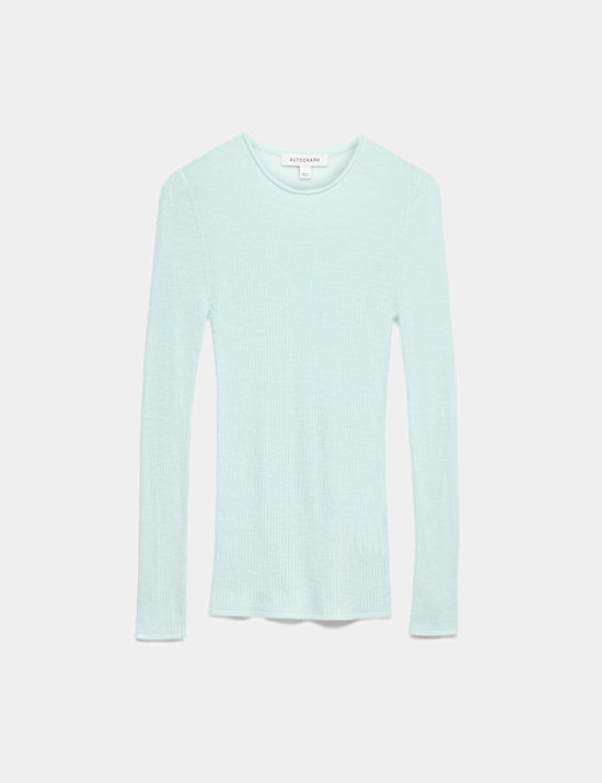Pure Merino Wool Ribbed Long Sleeve Top