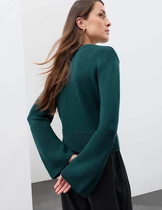 Pure Merino Wool Wide Sleeve Jumper