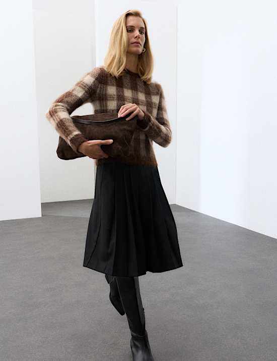 Karierter Pullover aus Mohairmischgewebe