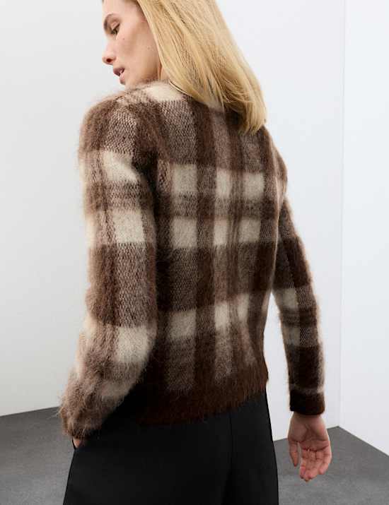 Karierter Pullover aus Mohairmischgewebe