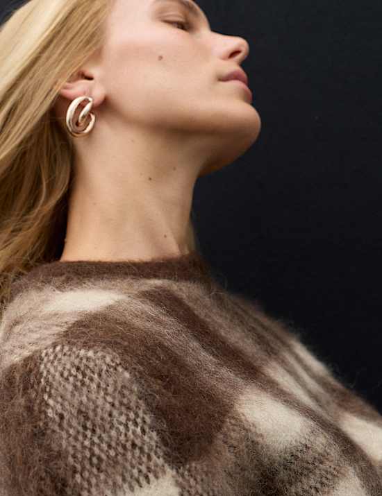 Karierter Pullover aus Mohairmischgewebe