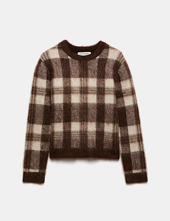 Karierter Pullover aus Mohairmischgewebe