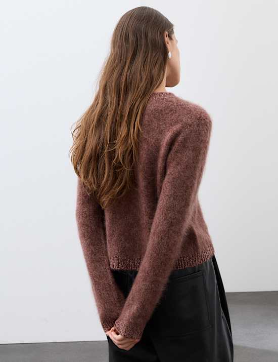 Pure Merino Wool Textured Crew Neck Relaxed Jumper