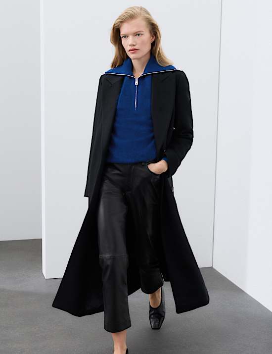 Pure Merino Wool Funnel Neck Half Zip Jumper