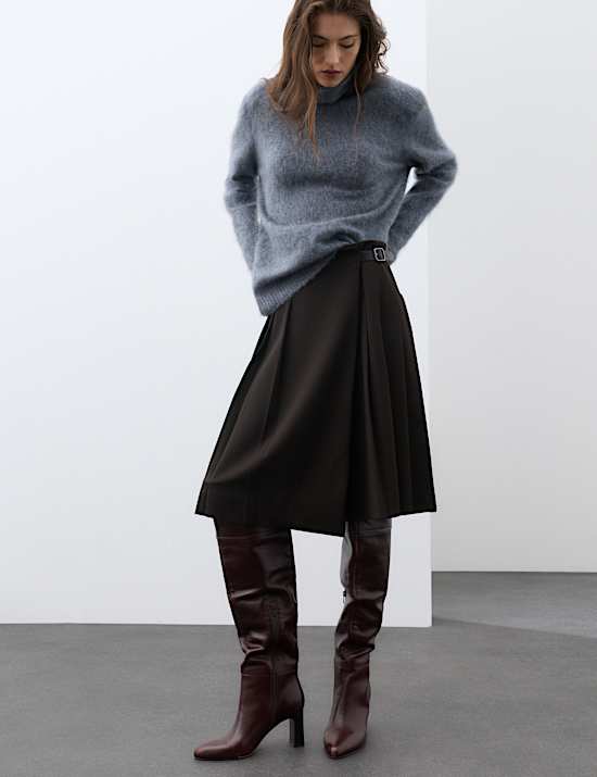 Jupe kilt midi pliss&eacute;e