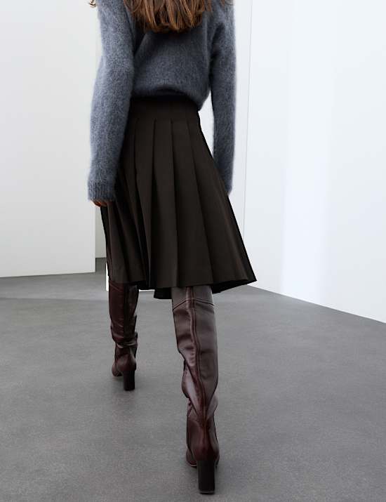 Jupe kilt midi pliss&eacute;e