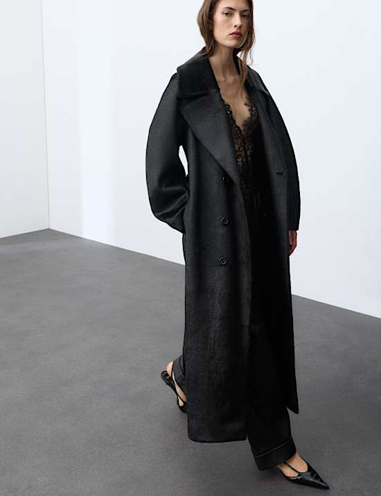 Manteau long en fausse fourrure de poney