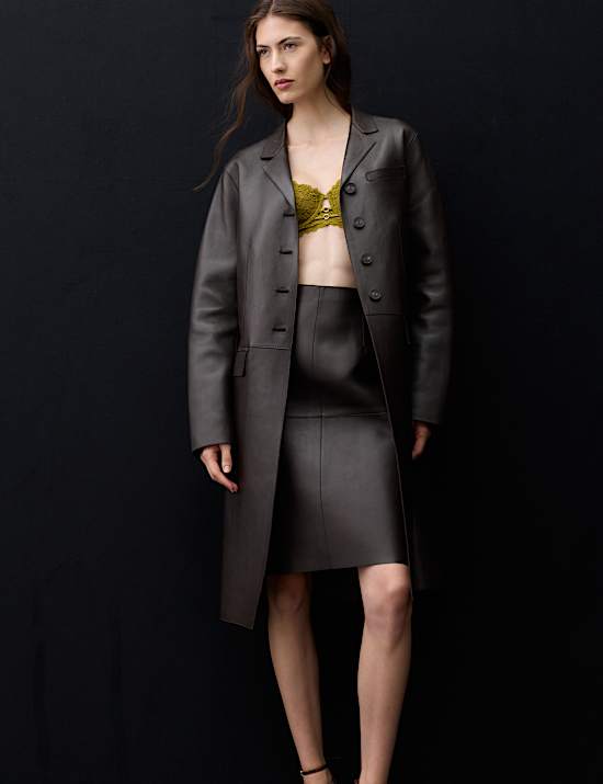 Pure Leather Longline Coat