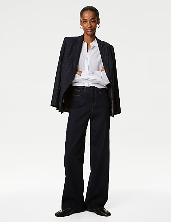 Lyocell&trade; Blend High Waisted Wide Leg Jeans