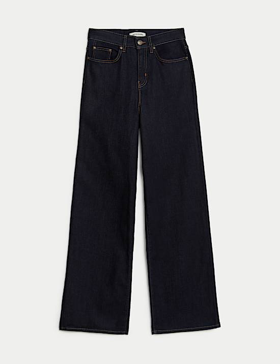 Lyocell&trade; Blend High Waisted Wide Leg Jeans