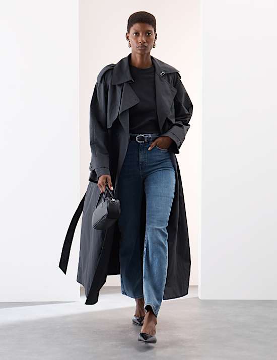 Jean taille haute coupe droite en Lyocell™ mélangé