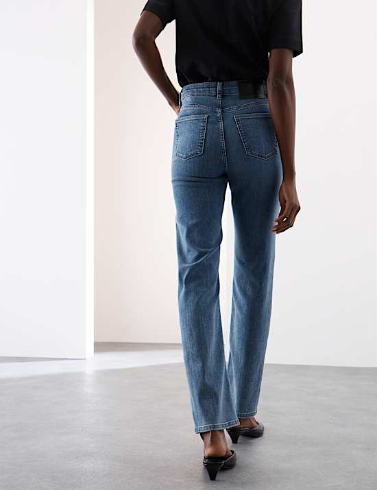 Jean taille haute coupe droite en Lyocell™ mélangé