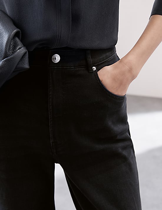 Jeans de corte barril de cintura alta