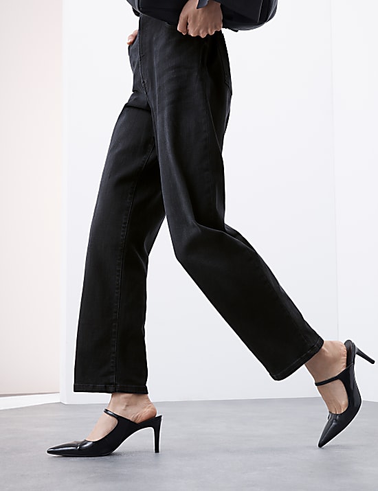 Jeans de corte barril de cintura alta