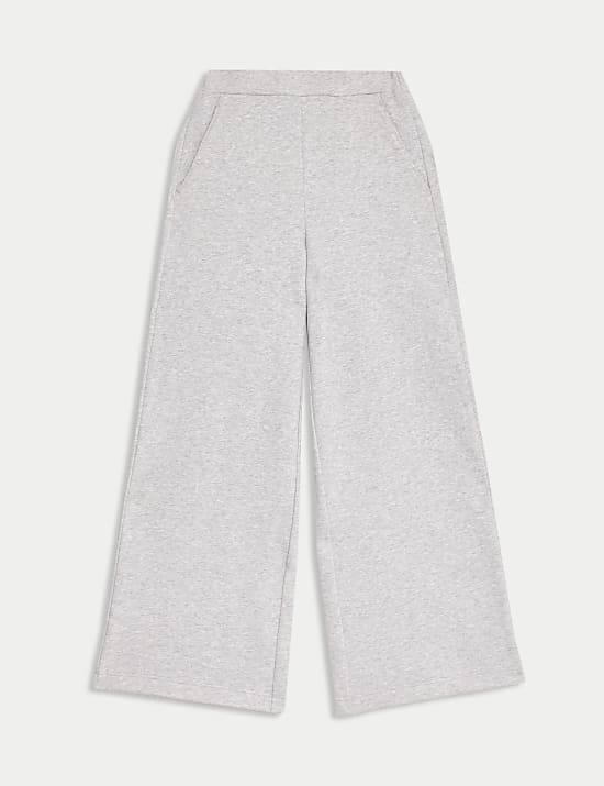 Cotton Blend Wide Leg Joggers