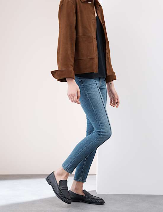 High Waisted Pintuck Skinny Jeans with Lyocell