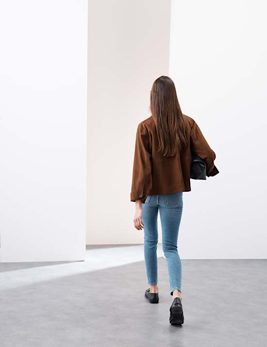 High Waisted Pintuck Skinny Jeans with Lyocell