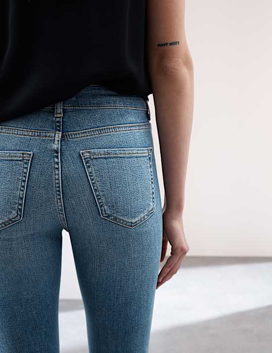 High Waisted Pintuck Skinny Jeans with Lyocell