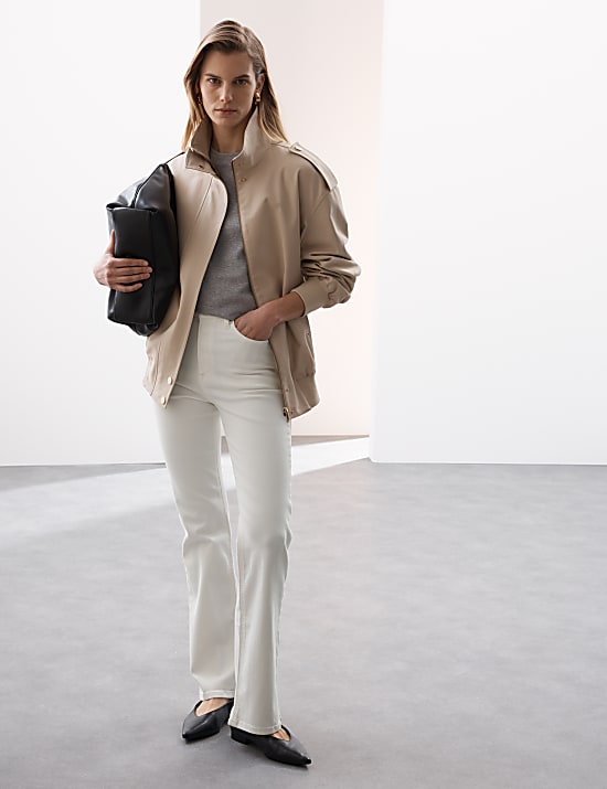 Lyocell Blend High Waisted Flared Jeans