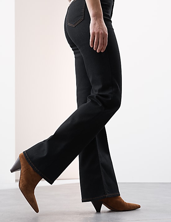 Lyocell Blend High Waisted Flared Jeans