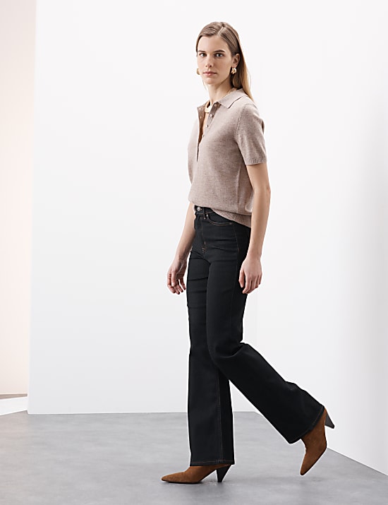 Lyocell Blend High Waisted Flared Jeans