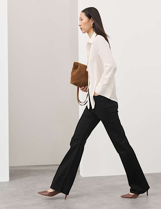 Lyocell Blend High Waisted Flared Jeans