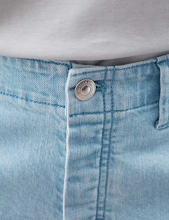 Denim High Waisted Knee Length Bermuda Shorts