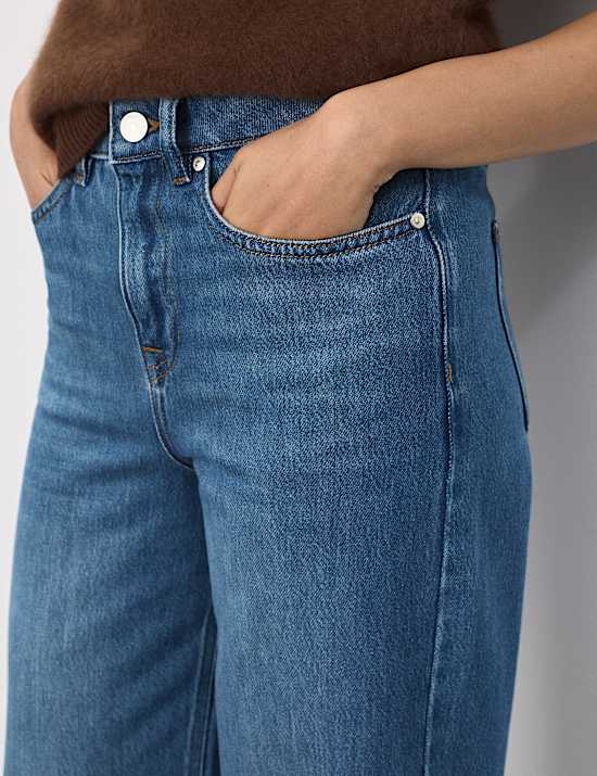 Lyocell Blend High Waisted Straight Leg Jeans