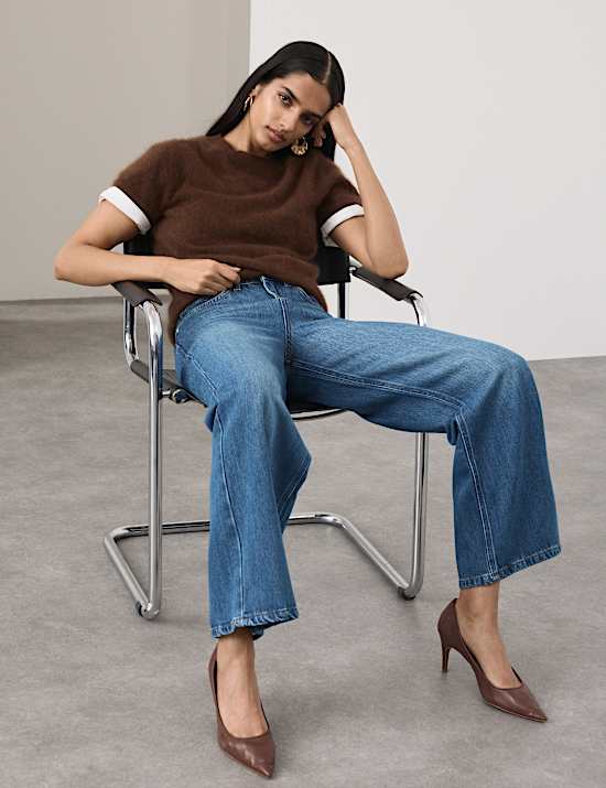 Lyocell Blend High Waisted Straight Leg Jeans