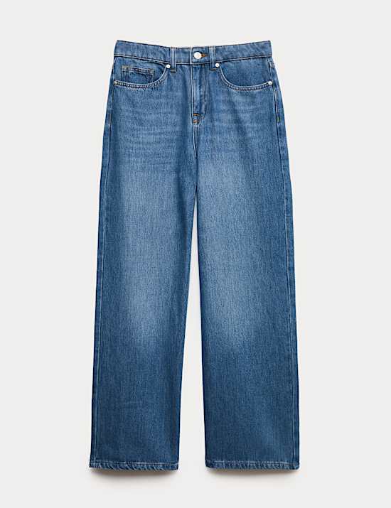 Lyocell Blend High Waisted Straight Leg Jeans